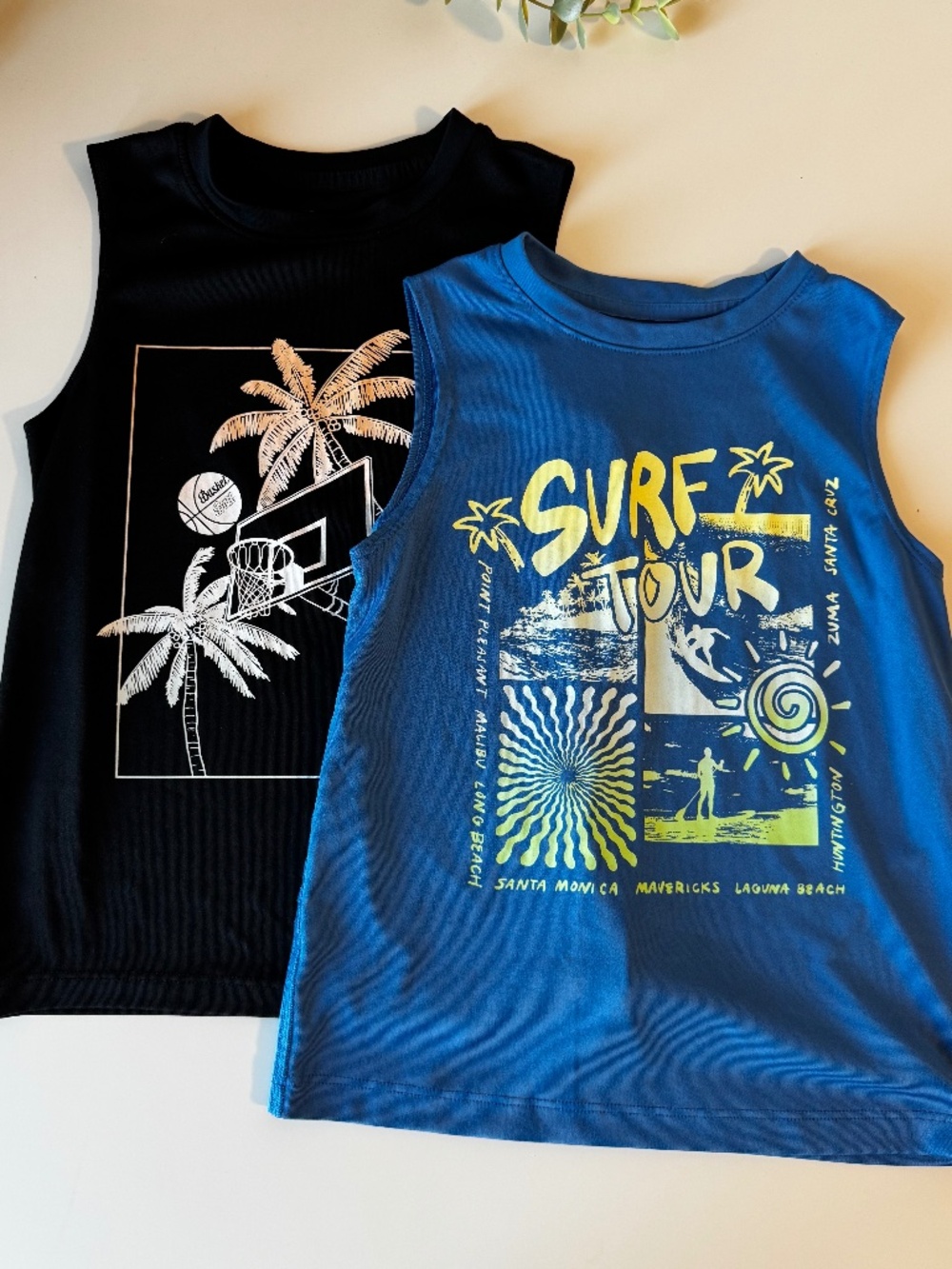 All In Motion Boys Sleeveless Performance Tank Top 2-Pack XS 4/5 Surf Basketball